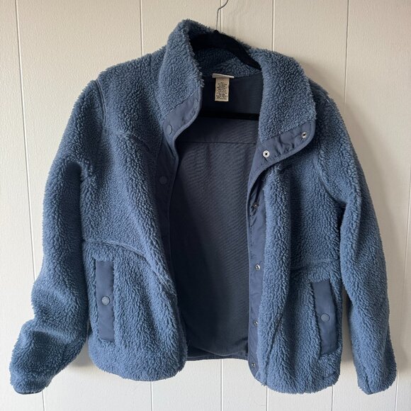 Vintage L.L.Bean Sherpa Fleece Jacket Women’s Small Blue Full Zip 90s Outdoor Co - Picture 1 of 3